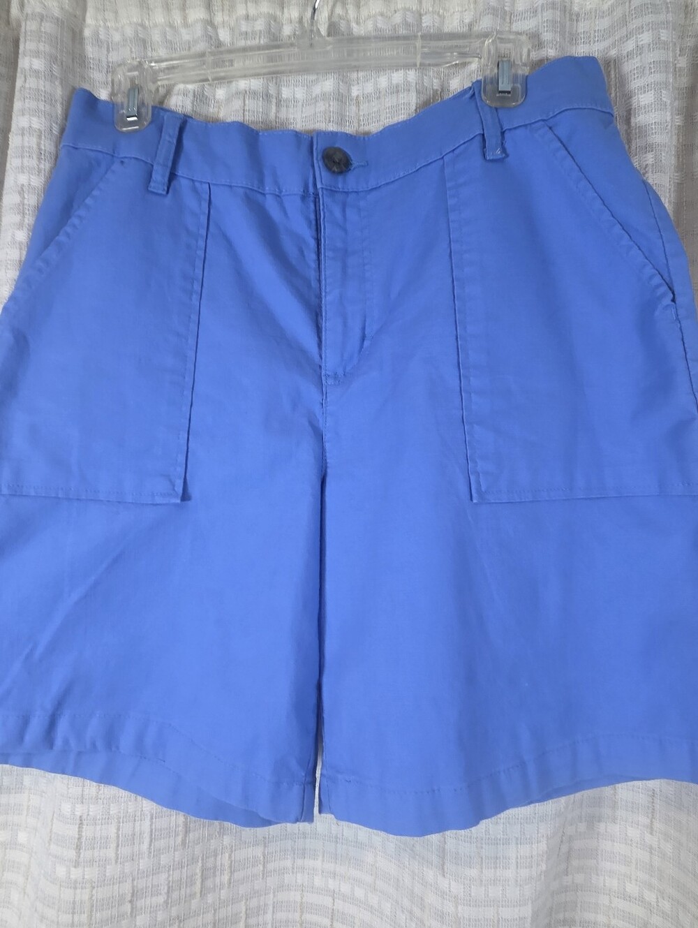 Lee Women's Bright Blue Flat-Front Cotton Shorts Size  12
